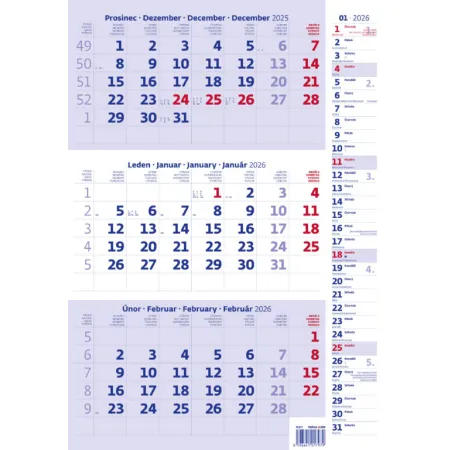 Tříměsíční kalendář modrý s poznámkami (N211-26)