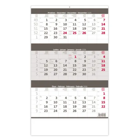 Tříměsíční kalendář šedý (N204-26)
