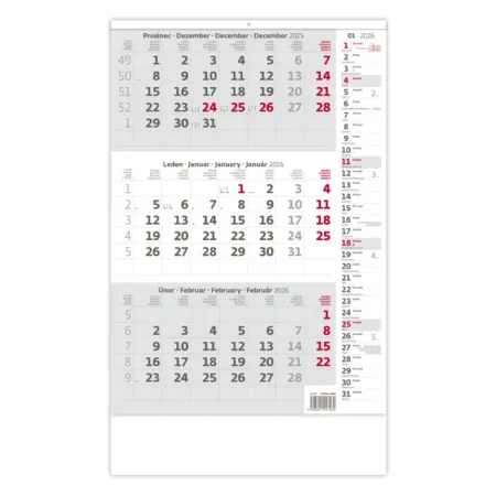 Tříměsíční kalendář šedý s poznámkami (N210-26)