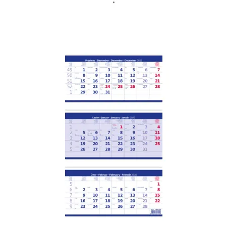 Tříměsíční kalendář skládaný modrý (N208-26)