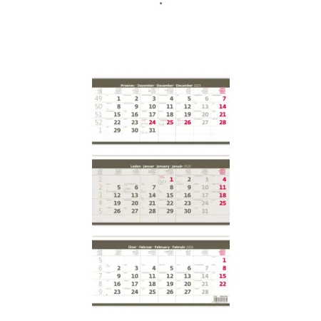 Tříměsíční kalendář skládaný šedý (N207-26)