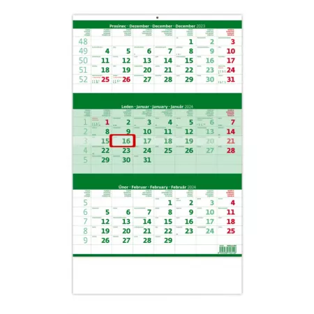 Tříměsíční kalendář zelený (N206-24)