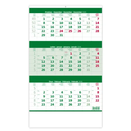 Tříměsíční kalendář zelený (N206-26)