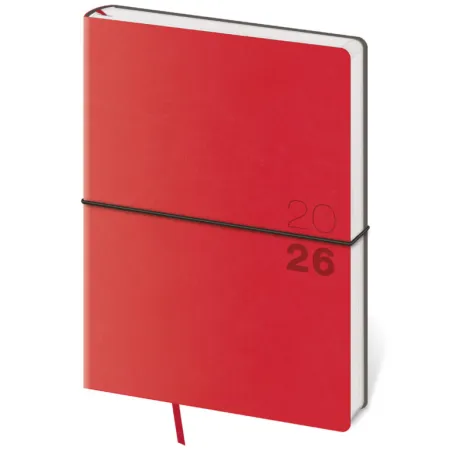 Týdenní diář A5 Flexio červený s gumičkou (DFO423-2-26)