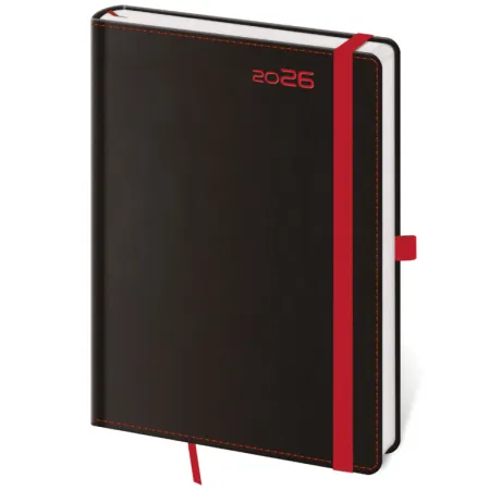 Týdenní diář B6 Black Red s poutkem (DB433-1-26)