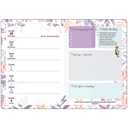 Týdenní diář B6 Bylinkový Herbs s gumičkou (DZ439-3-26)