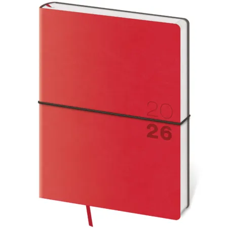 Týdenní diář B6 Flexio červený s gumičkou (DFO433-2-26)