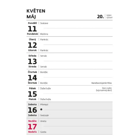 Týdenní trhací kalendář A5 (N222-26)