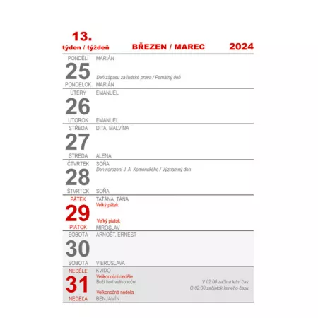 Týdenní trhací kalendář A6 (N223-24)