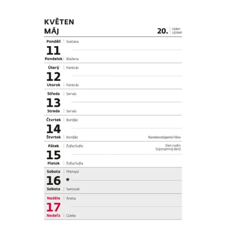 Týdenní trhací kalendář A6 (N223-26)