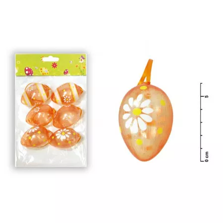 Vajíčka plast 6cm/6ks oranžová S34032O