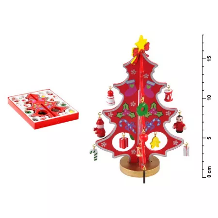 Vánoční dekorace MFP stromeček dřevěný červený 18cm 8885694