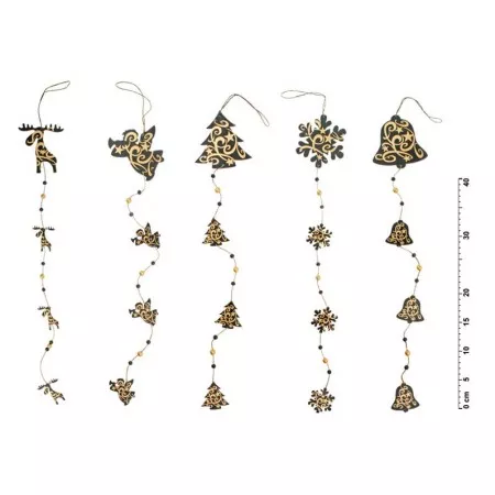 Vánoční závěs 7023 černý velký-MIX 50cm