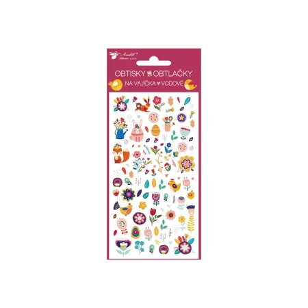 Velikonoční obtisky na vajíčka 7900 vodové 19x9cm zvířátka a kytičky