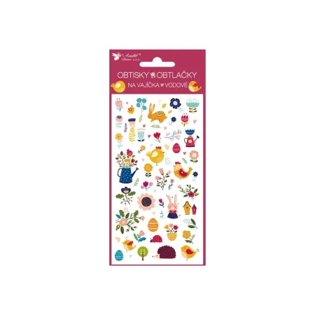Velikonoční obtisky na vajíčka 7900 vodové 19x9cm zvířátka a kytičky
