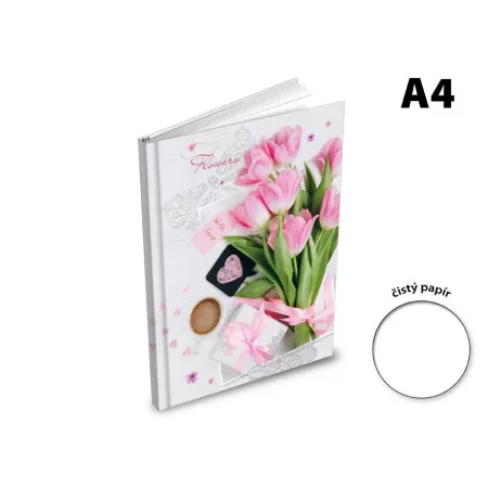 Záznamová kniha A4 MFP 100 listů, čistá ZL4100, motiv tulipány