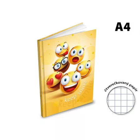 Záznamová kniha A4 MFP 100 listů, čtvereček ZL4105, motiv smajlíci a nápis keep smile