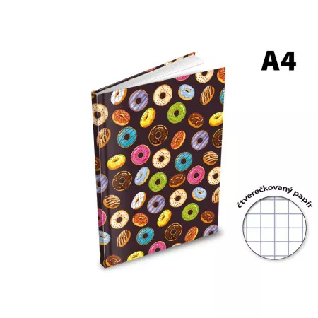 Záznamová kniha A4 MFP 100l/čtvereček ZL4105, motiv: donuty