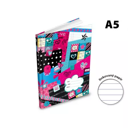 Záznamová kniha A5 MFP 100 listů, linka ZL5104, motiv barevné ornamenty