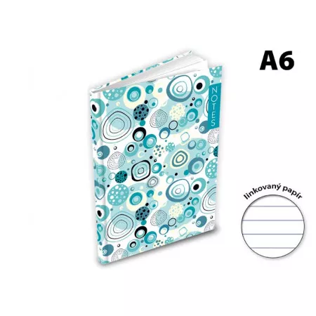 Záznamová kniha A6 MFP 100 listů, linka ZL6104, motiv modrá kolečka