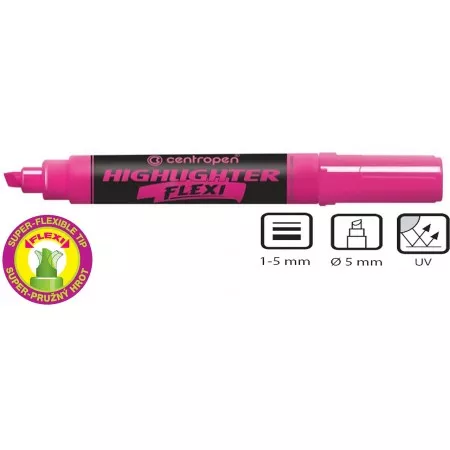 Zvýrazňovač Centropen 8542 růžový FLEXI