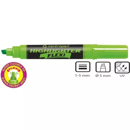 Zvýrazňovač Centropen 8542 zelený FLEXI