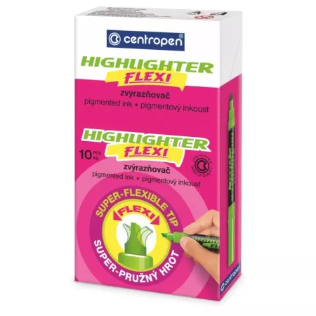 Zvýrazňovač Centropen 8542 zelený FLEXI